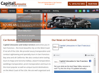 Website design and development for VIP transportation and tour company in San Francisco