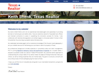 Website for Keith Shenk, realtor near Houston, TX